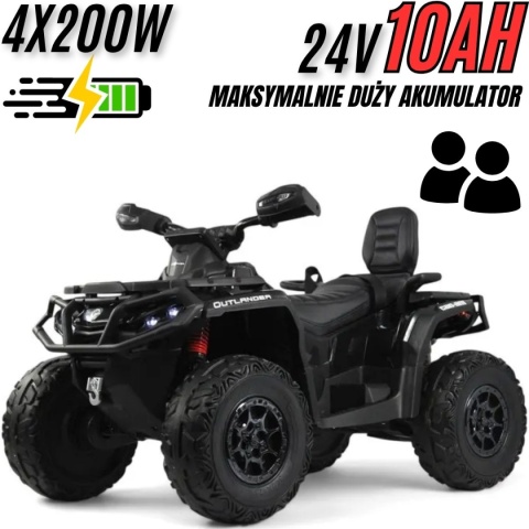 Duży Quad na akumulator Can Am Outlander 4x200W 24V ATV Czarny