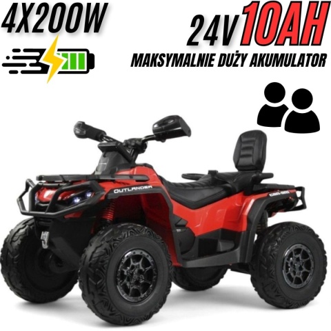Duży Quad na akumulator Can Am Outlander 4x200W 24V ATV Czerwony