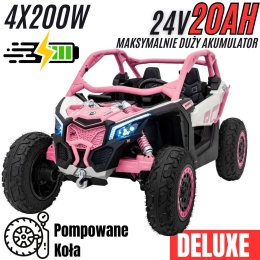 Pojazd Buggy CAN-AM Maverick DELUXE + POMPOWANE KOŁA 4x200W 2x24V10Ah Różowy