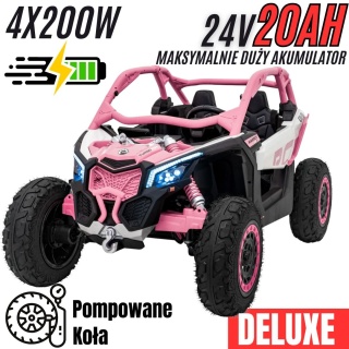 Pojazd Buggy CAN-AM Maverick DELUXE + POMPOWANE KOŁA 4x200W 2x24V10Ah Różowy