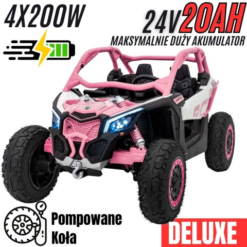 Pojazd Buggy CAN-AM Maverick DELUXE + POMPOWANE KOŁA 4x200W 2x24V10Ah Różowy