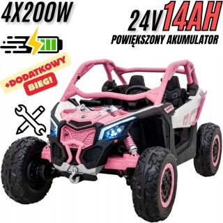 Pojazd Buggy CAN-AM Maverick Turbo RR 4x200W 2x24V7Ah Różowy