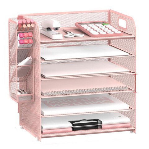 Pojemnik Organizer Na Przybory Biurowe Metalowy Różowy