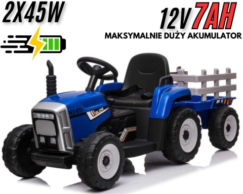 SUPER TRAKTOR BLOW - NA AKUMULATOR Z PRZYCZEPĄ, MIĘKKIE KOŁA, MIEKKIE SIEDZENIE, PILOT/XMX611