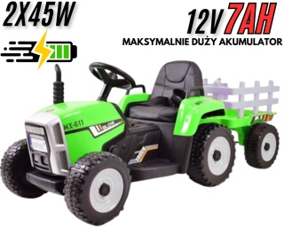 SUPER TRAKTOR BLOW - NA AKUMULATOR Z PRZYCZEPĄ, MIĘKKIE KOŁA, MIEKKIE SIEDZENIE, PILOT/XMX611