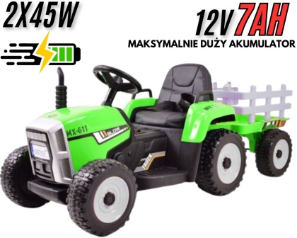 SUPER TRAKTOR BLOW - NA AKUMULATOR Z PRZYCZEPĄ, MIĘKKIE KOŁA, MIEKKIE SIEDZENIE, PILOT/XMX611