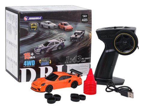 Autko R/C do Driftu 1:43 Pomarańczowe + Akcesoria