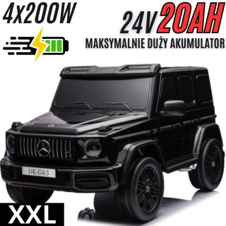 Auto na akumulator Mercedes Benz G63 AMG GIGANT XXL 4x200W 24V Czarny + POWIĘKSZONY AKUMULATOR 24V 20AH