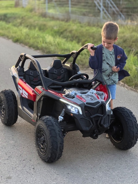 Auto na akumulator Buggy CAN-AM Maverick 3 PREMIUM DELUXE Czerwony + POMPOWANE KOŁA + POWIĘKSZONY AKUMULATOR