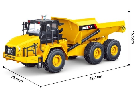 DUŻA WYWROTKA HUINA 1553 CIĘŻARÓWKA ZDALNIE STEROWANA PRZEGUBOWA NA PILOTA LEDY DŹWIĘK