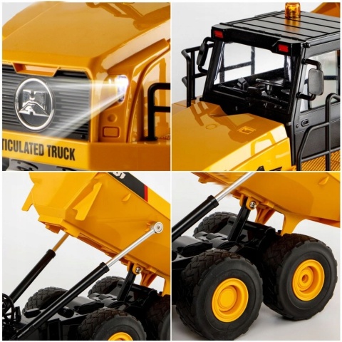 DUŻA WYWROTKA HUINA 1553 CIĘŻARÓWKA ZDALNIE STEROWANA PRZEGUBOWA NA PILOTA LEDY DŹWIĘK