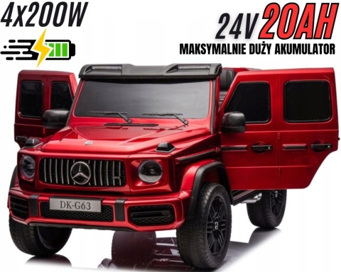 Auto na akumulator Mercedes Benz G63 AMG GIGANT XXL 4x200W 24V Czerwony LAKIEROWANY