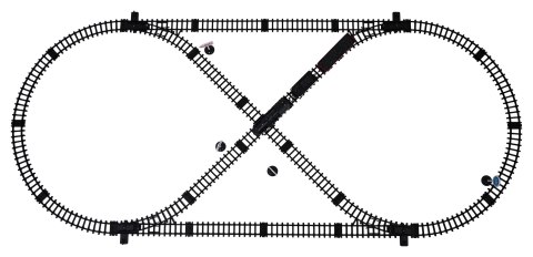 Kolejka z Pociągami z Funkcją Dymu, Świateł i Dźwięku