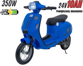 Motorek Skuter na akumulator 24V10Ah o mocy 350W + pompowane koła Retro 23 Niebieski