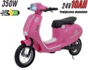 Motorek Skuter na akumulator 24V10Ah o mocy 350W + pompowane koła Retro 23 Różowy