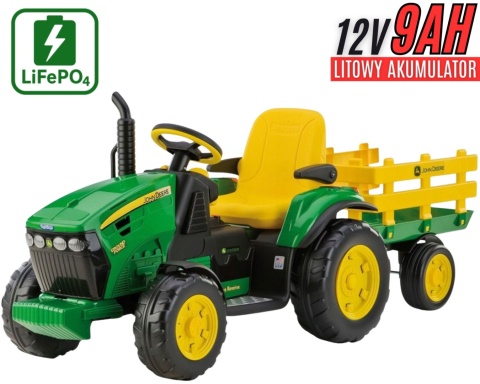 JOHN DEERE traktor z przyczepką na akumulator PEG-PEREGO 2x165W 12V