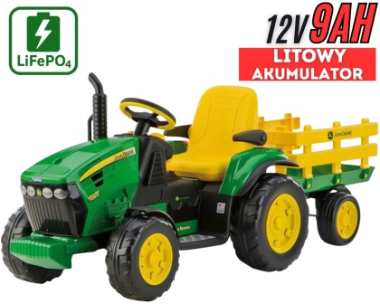 JOHN DEERE traktor z przyczepką na akumulator PEG-PEREGO 2x165W 12V
