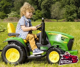 Traktorek JOHN DEERE z przyczepką HALF PIPE na akumulator + PILOT Peg Perego