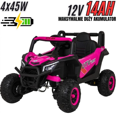 Autko na akumulator Buggy Madman UTV-MX 4x4 Różowy 12V14Ah