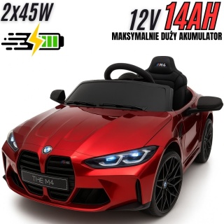 Auto Na Akumulator BMW M4 Czerwone Lakierowane + POWIĘKSZONY AKUMULATOR