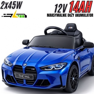 Auto Na Akumulator Bmw M4 Niebieski LAKIEROWANY 2x45W + 12V 14Ah POWIĘKSZONY AKUMULATOR