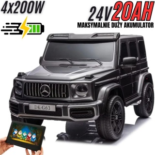 Auto na akumulator Mercedes Benz G63 AMG GIGANT XXL 4x200W 24V Srebrny LAKIEROWANY + Panel MP4 + POWIĘKSZONY AKUMULATOR 24V20Ah