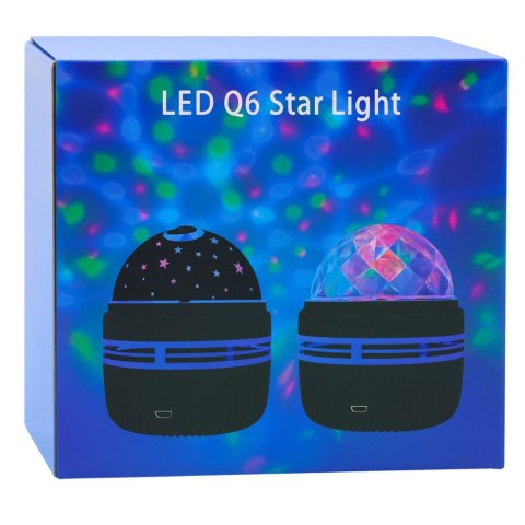 Projektor Kula Lampka Nocna Kolorowe Światła LED Pilot 360°