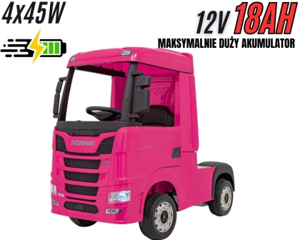 Auto na akumulator TIR Ciężarówka Scania R-SERIE 500 4x4 Różowa