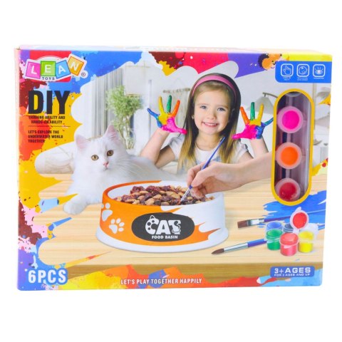 Zestaw Kreatywny Miska Dla Do Malowania Farbki Pędzelki DIY 6 el.