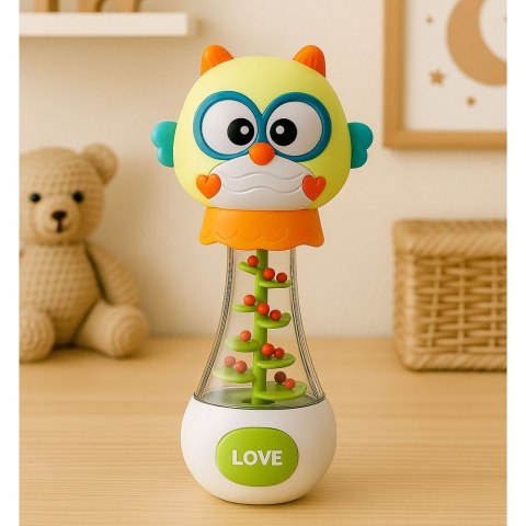 Grzechotka Zabawka Dla Niemowlaka Sowa Z Kolorowymi Kuleczkami
