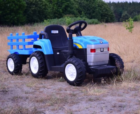 Traktor Na Akumulator + PRZYCZEPA A011 NEW HOLLAND T7 24V 2x200W + POWIĘKSZONY AKUMULATOR