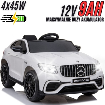 Auto na Akumulator Mercedes GLC 63S Biały 4x45W + POWIĘKSZONY AKUMULATOR 12V9Ah