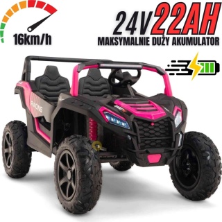 Buggy ATV Strong Racing dla 2 dzieci Różowy + Silnik bezszczotkowy + Pompowane koła + POWIĘKSZONY AKUMULATOR 24V 20AH
