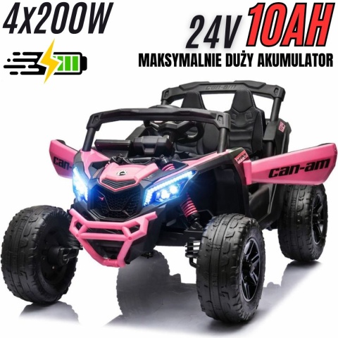Auto Na Akumulator Buggy Can-am MAVERICK 4x200W 24V DK-CA003 Różowy