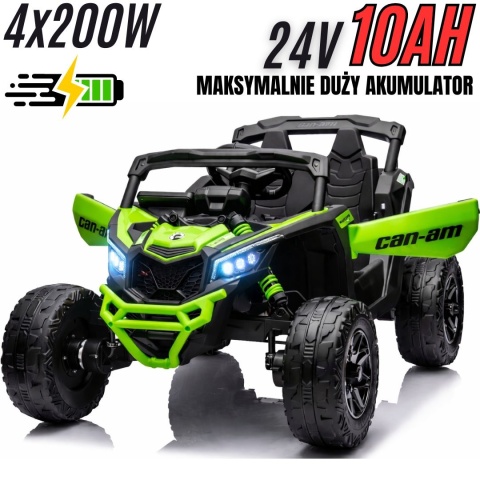 Auto Na Akumulator Buggy Can-am MAVERICK 4x200W 24V DK-CA003 Zielony + POWIĘKSZONY AKUMULATOR 24V7Ah