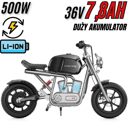 Motor Elektryczny Dla Dzieci HyperGoGo S9 do 24km/h + POMPOWANE KOŁA, LI-ON Bateria