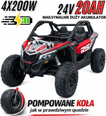 Auto na akumulator Buggy CAN-AM Maverick 3 PREMIUM DELUXE Czerwony + POMPOWANE KOŁA + POWIĘKSZONY AKUMULATOR