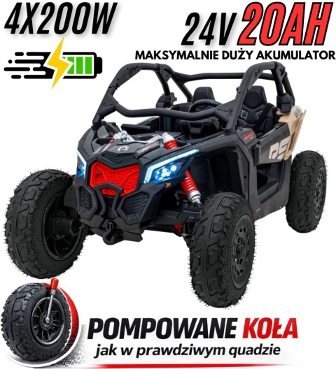 Pojazd Buggy CAN-AM Maverick DELUXE + POMPOWANE KOŁA 4x200W 2x24V10Ah Czarny / Khaki