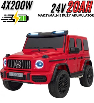 Auto na akumulator Mercedes Benz G63 AMG GIGANT XXL 4x200W 24V Czerwony + POWIĘKSZONY AKUMULATOR 24V 20AH