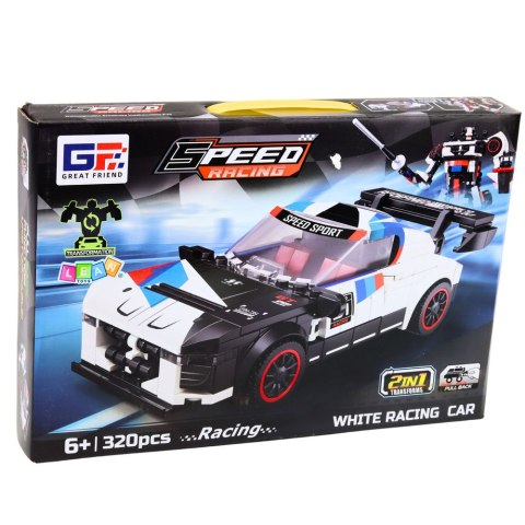 Klocki Konstrukcyjne Samochód Sportowy Robot 2W1 Biały 320 el.