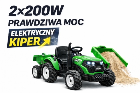 OLBRZYMI TRAKTOR 24 V Z PRZYCZEPĄ I ELEKTRYCZNIE PODNOSZONYM KIPREM SUPER JAKOŚĆ/HC306