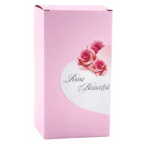 Wieczna Kryształowa Róża w Kopule z Oświetleniem LED Różowa 21x11cm