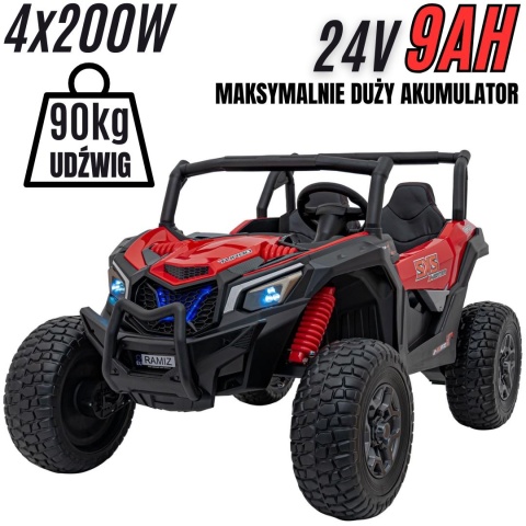 Wielki pojazd 2os. Buggy Off-Road UTV X3 4x200W 24V7AH do 90KG! Czerwony