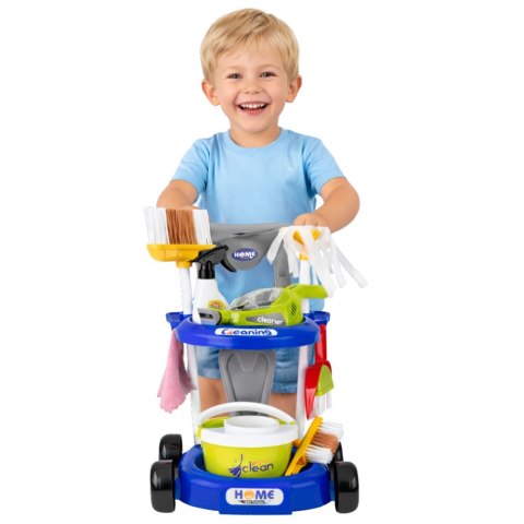Zestaw Do Sprzątania Dla Dzieci Wózek Odkurzacz Interaktywny Akcesoria 20el