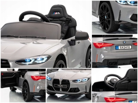 Auto Na Akumulator Bmw M4 Srebrny 2x45W + Litowojonowy akumulator