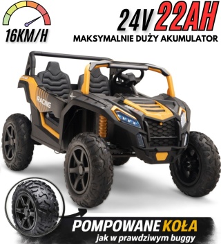 Buggy ATV Strong Racing dla 2 dzieci Złoty + Silnik bezszczotkowy + Pompowane koła + POWIĘKSZONY AKUMULATOR 24V 22AH