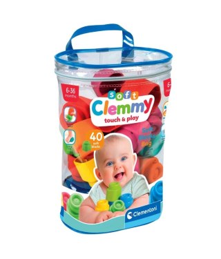 Clemmy Kolorowy Zestaw 40 Miękkich Klocków Clementoni 17878