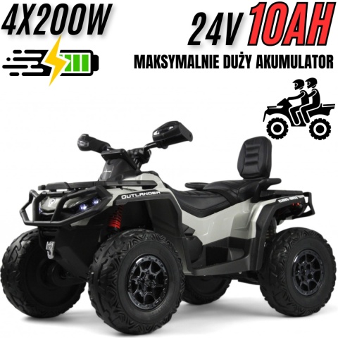 Duży Quad Can Am Outlander ATV 4x200W 24V10Ah Szary - POWIĘKSZONY AKUMULATOR!