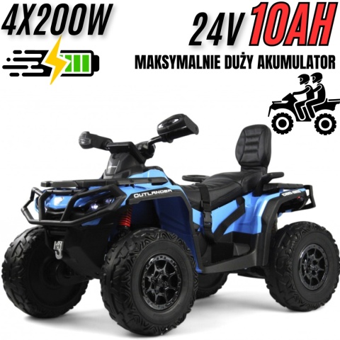 Duży Quad na akumulator Can Am Outlander 4x200W 24V10Ah ATV Niebieski - POWIĘKSZONY AKUMULATOR!