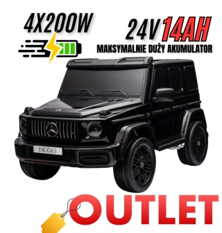 OUTLET Auto na akumulator Mercedes Benz G63 AMG GIGANT XXL 4x200W 24V Czarny + POWIĘKSZONY AKUMULATOR 24V 20AH